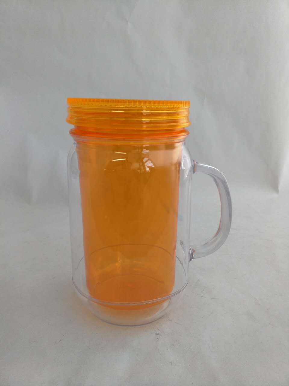 20 OZ plastic double wall mason jar with handle and straw Xiamen