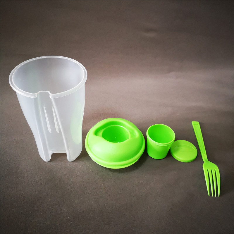 Plastic salad shaker cups with fork and dressing Xiamen Sunglan Imp