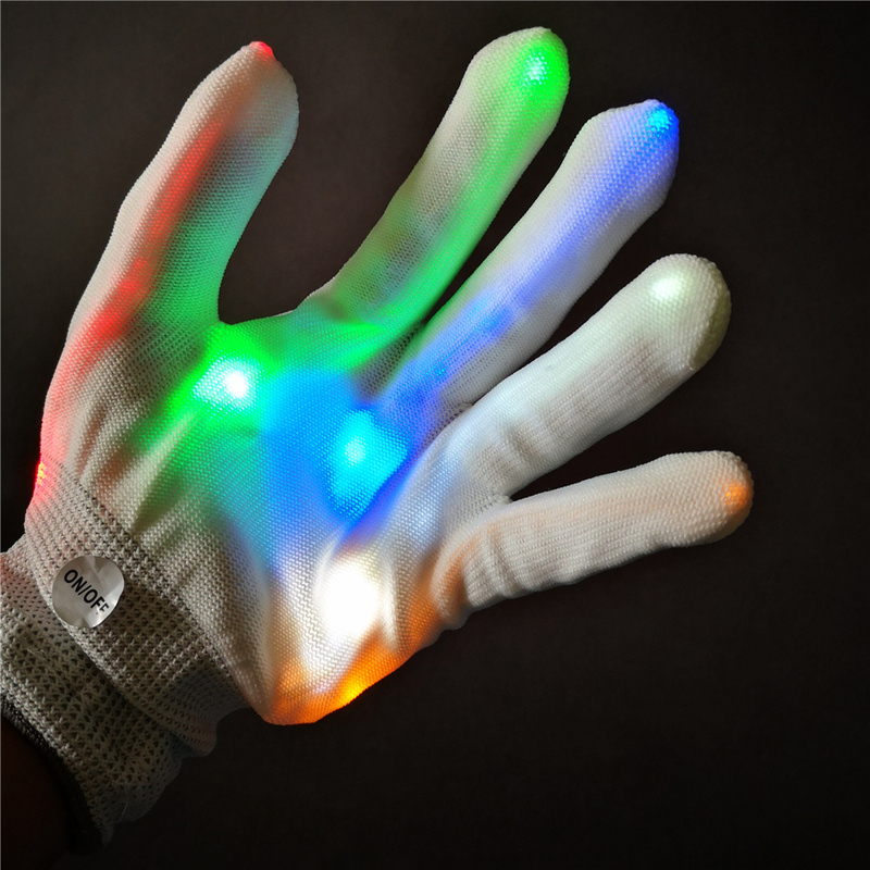 Nylon white LED flashing optical fiber party glove - Xiamen Sunglan Imp ...