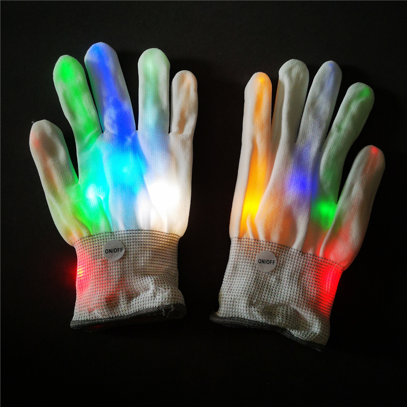 Nylon white LED flashing optical fiber party glove Xiamen Sunglan Imp