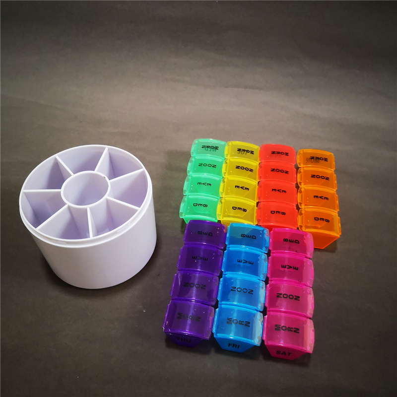 28 Compartments plastic cylinder Weekly Pill Box - Xiamen Sunglan Imp ...